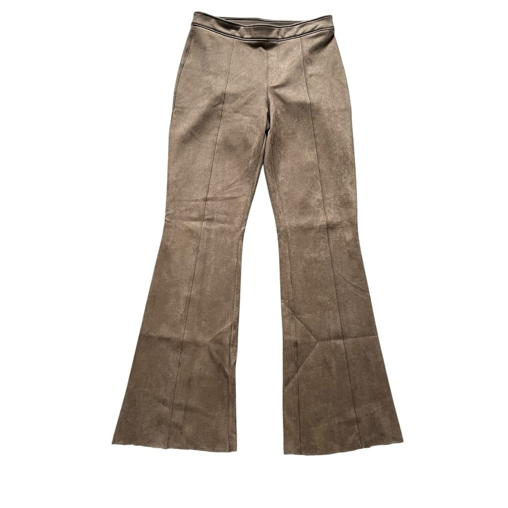 SPANX‎ Faux Suede Flare Pants Pull-On Shaping Stretch Brown Boho, Large